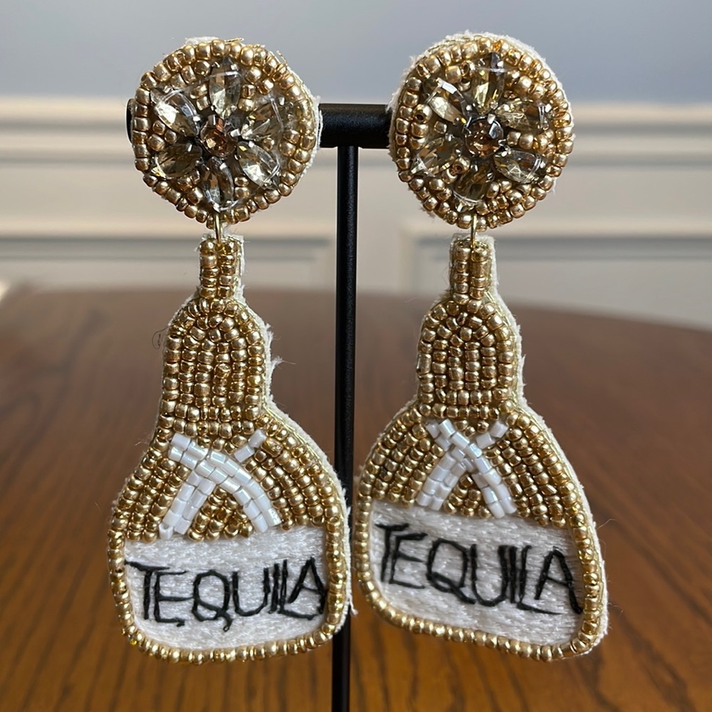 Gold Tequila 🍹 Beaded Earrings